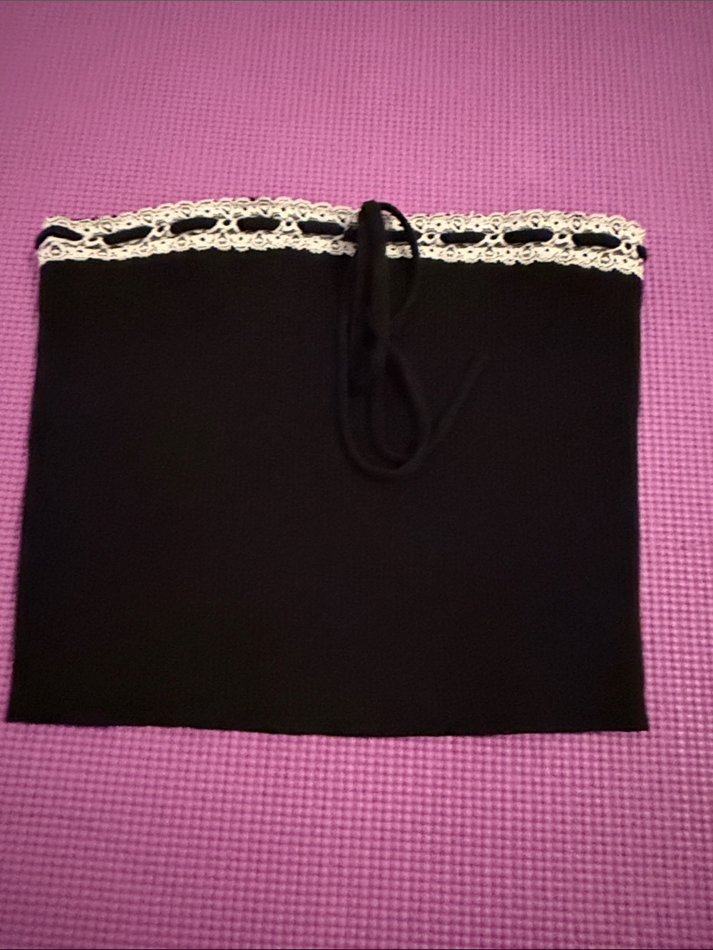 Black Tube Top with Cream Crochet Trim
